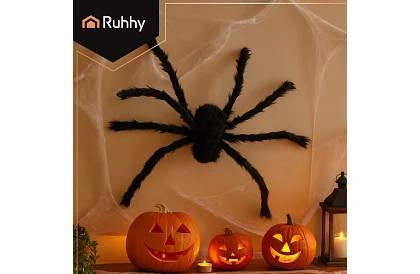 Sztuczny włochaty pająk 50 cm – czarny