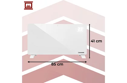 Elektryczny szklany grzejnik Zelva 2500W, Wifi, biały + pilot zdalnego sterowania