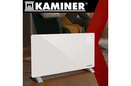 Elektryczny szklany grzejnik Zelva 2500W, Wifi, biały + pilot zdalnego sterowania