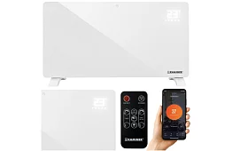 Elektryczny szklany grzejnik Zelva 2500W, Wifi, biały + pilot zdalnego sterowania