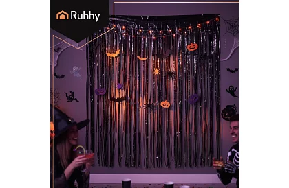 Dekoracyjna czarna samoprzylepna firanka 100 × 200 cm – firanka na imprezę