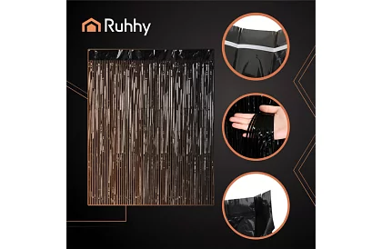 Dekoracyjna czarna samoprzylepna firanka 100 × 200 cm – firanka na imprezę