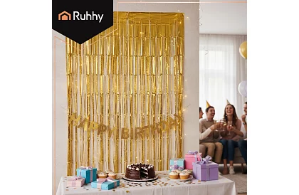 Dekoracyjna złota samoprzylepna firanka 100 × 200 cm – firanka na imprezę