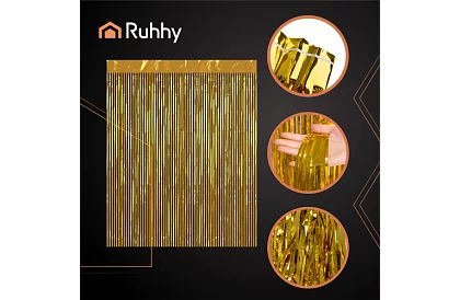 Dekoracyjna złota samoprzylepna firanka 100 × 200 cm – firanka na imprezę