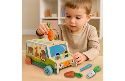 Drewniany samochodzik – Montessori sorter kształtów