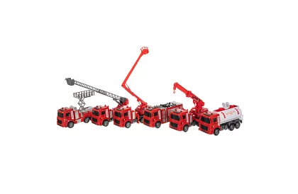 Zestaw wozów strażackich z ruchomymi częściami – 6 sztuk