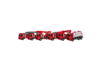 Zestaw wozów strażackich z ruchomymi częściami – 6 sztuk
