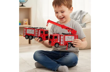 Zestaw wozów strażackich z ruchomymi częściami – 6 sztuk