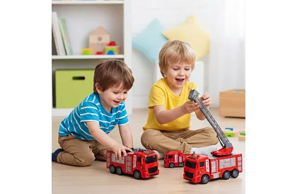 Zestaw wozów strażackich z ruchomymi częściami – 6 sztuk