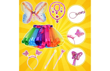 Kostium dziecięcy – tęczowa motyl z akcesoriami