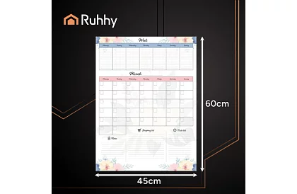 Magnetyczny planner na lodówkę RUHHY – kalendarz 60 x 45 cm + marker