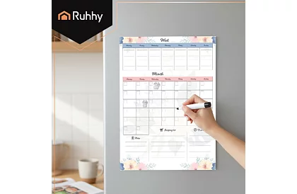 Magnetyczny planner na lodówkę RUHHY – kalendarz 60 x 45 cm + marker