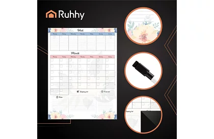 Magnetyczny planner na lodówkę RUHHY – kalendarz 60 x 45 cm + marker