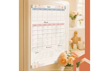 Magnetyczny planner na lodówkę RUHHY – kalendarz 60 x 45 cm + marker