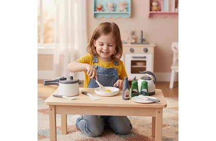 Zestaw naczyń dziecięcych i akcesoriów kuchennych