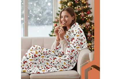 Podwójny koc z motywem świątecznym 150 x 200 cm