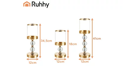 Zestaw 3 świeczników – Złoty Glamour