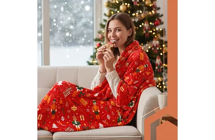 Flanelowy koc z motywem świątecznym 150 x 200 cm