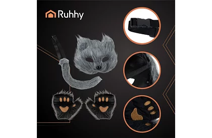 Kostium karnawałowy kota 4 w 1 – szary