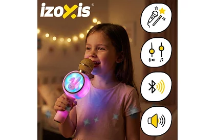 Mikrofon karaoke bezprzewodowy Bluetooth – różowy