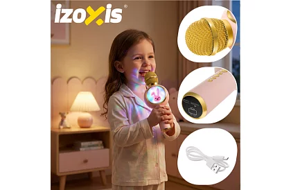 Mikrofon karaoke bezprzewodowy Bluetooth – różowy