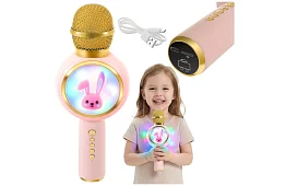 Mikrofon karaoke bezprzewodowy Bluetooth – różowy