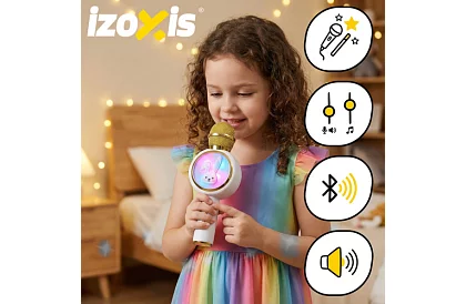 Mikrofon karaoke bezprzewodowy Bluetooth – biały