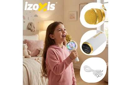 Mikrofon karaoke bezprzewodowy Bluetooth – biały