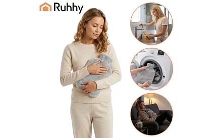 Termofor z pokryciem z pluszu – gumowy podgrzewacz wody 1,8 l