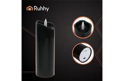 LED czarne świece z efektem płomienia 15 x 5 cm – zestaw 12 sztuk