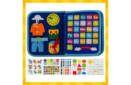 Książka sensoryczna Montessori - niebieska