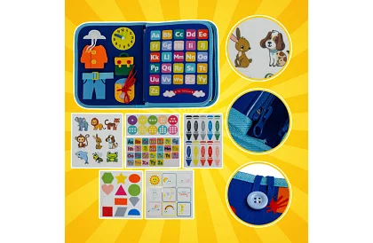 Książka sensoryczna Montessori - niebieska