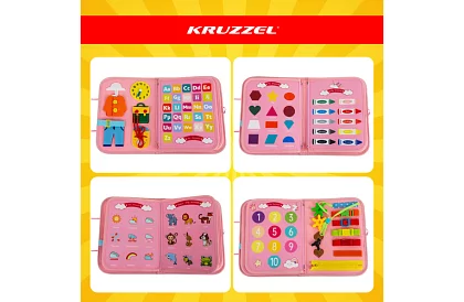 Książka sensoryczna Montessori - różowa