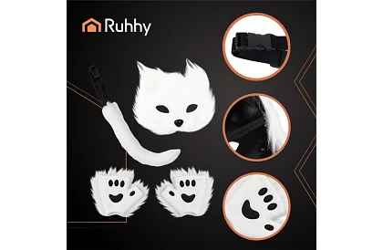 Kostium karnawałowy kota 4 w 1 – biały