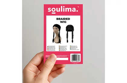 Długa czarna peruka z warkoczami - Wednesday