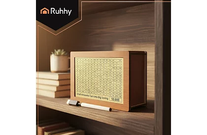 Drewniana motywująca skarbonka + 5 kart