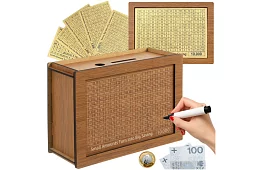 Drewniana motywująca skarbonka + 5 kart