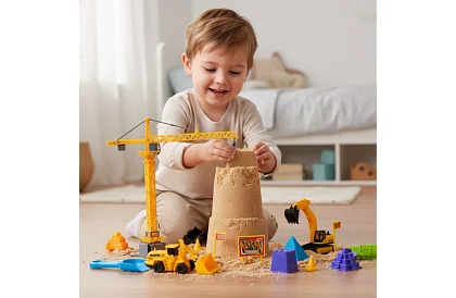 Kineticzny piasek 1500 g z akcesoriami XXL – plac budowy