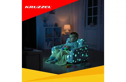 Fotel dziecięcy rozkładany - pluszowe świecące krzesło