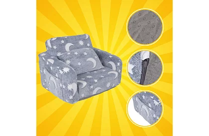 Fotel dziecięcy rozkładany - pluszowe świecące krzesło