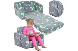 Fotel dziecięcy rozkładany - pluszowe świecące krzesło