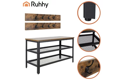 Ściana przedsionka - szafka na buty + 2 półki z wieszakami