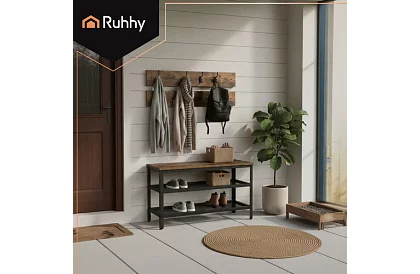 Ściana przedsionka - szafka na buty + 2 półki z wieszakami