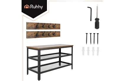 Ściana przedsionka - szafka na buty + 2 półki z wieszakami