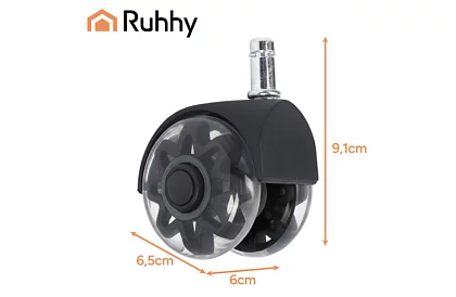 Zapasowe gumowe kółka do krzeseł biurowych – 5 sztuk czarne