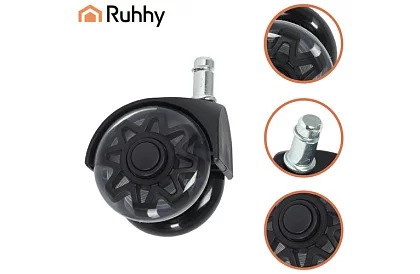 Zapasowe gumowe kółka do krzeseł biurowych – 5 sztuk czarne