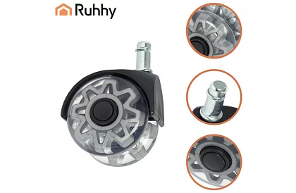 Zapasowe gumowe kółka do krzeseł biurowych – 5 sztuk szare