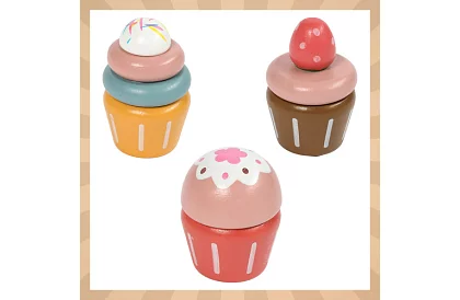 Duża drewniana zielona zestaw herbaciany + stojak na ciasta