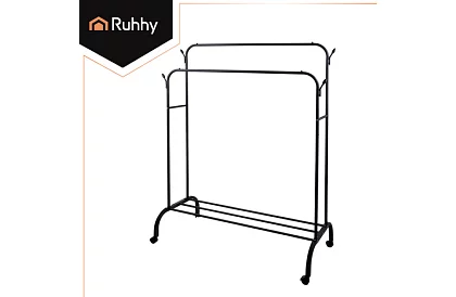 Podwójny wieszak na ubrania na kółkach