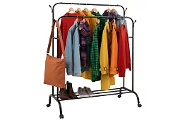 Podwójny wieszak na ubrania na kółkach